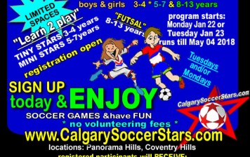 Registration open for 2018 WINTER (*Jan-May* indoor) SOCCER for kids Panorama Hills