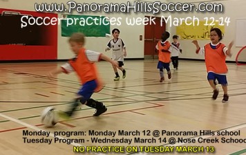 Soccer practices reminder, Monday March 12 and Wednesday March 14
