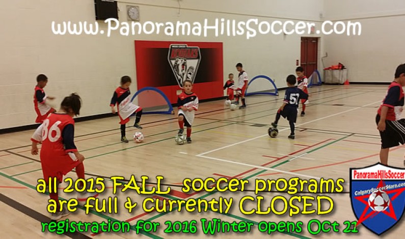 2015  FALL Indoor Soccer programs are full & closed