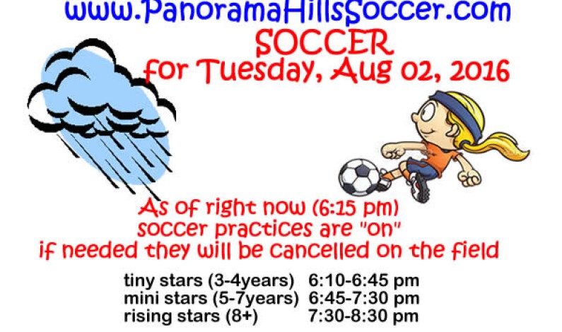 Soccer practice Tuesday Aug 02, 2016