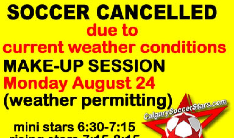 Panorama Soccer Session AUGUST 21 2014 cancelled
