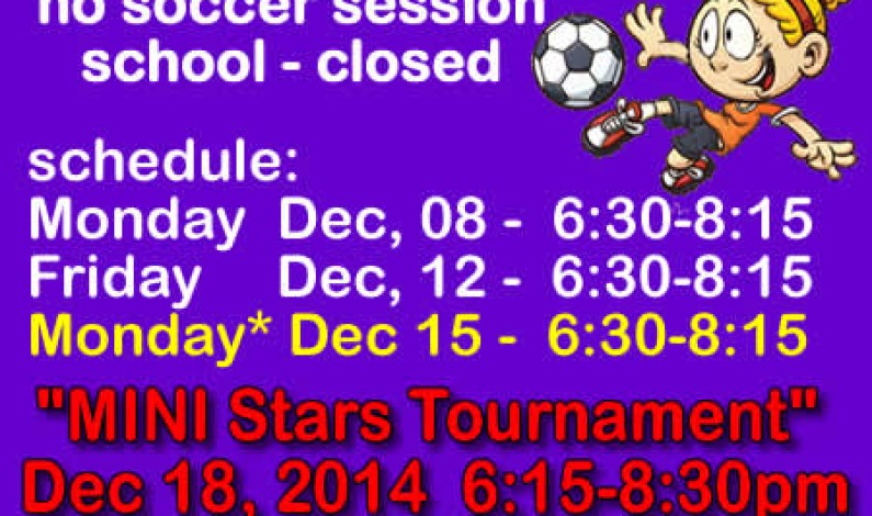 Panorama Hills Soccer – no soccer session on Dec 05 2014