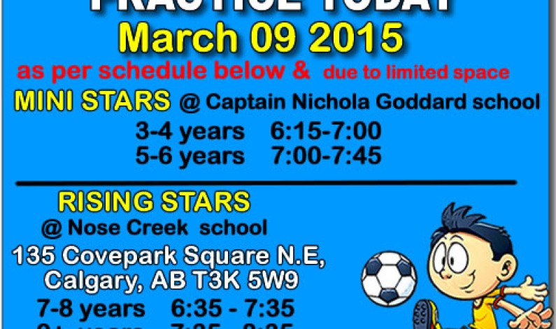 Soccer practice schedule March 09 2015