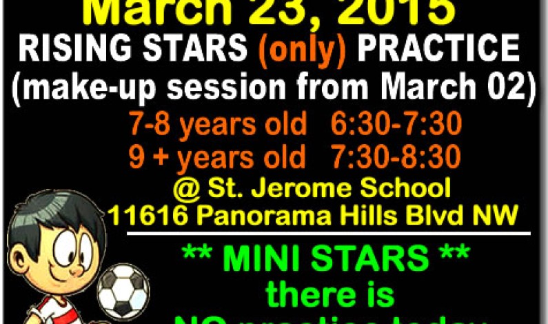 Soccer practice Monday March 23 2015