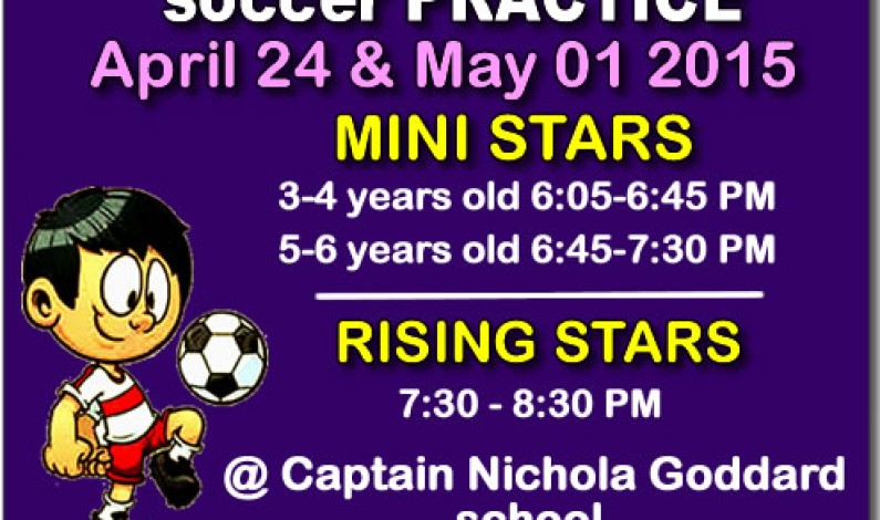 Soccer practice April 24 and May 01 2015