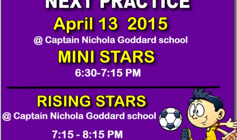 Next Soccer Practice MONDAY April 13 2015