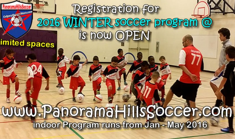 Registration for 2016 Winter Soccer Program for kids, is now OPEN