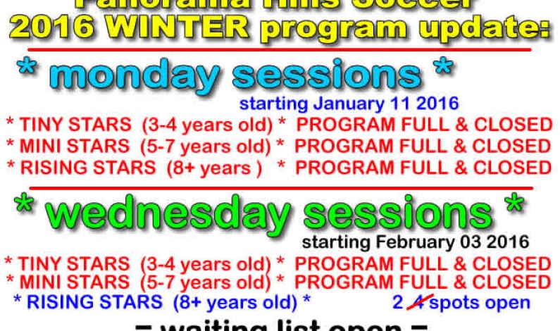 Panorama Hills Soccer for kids, 2016 WINTER program Panorama Hills Soccer for kids, 2016 WINTER program