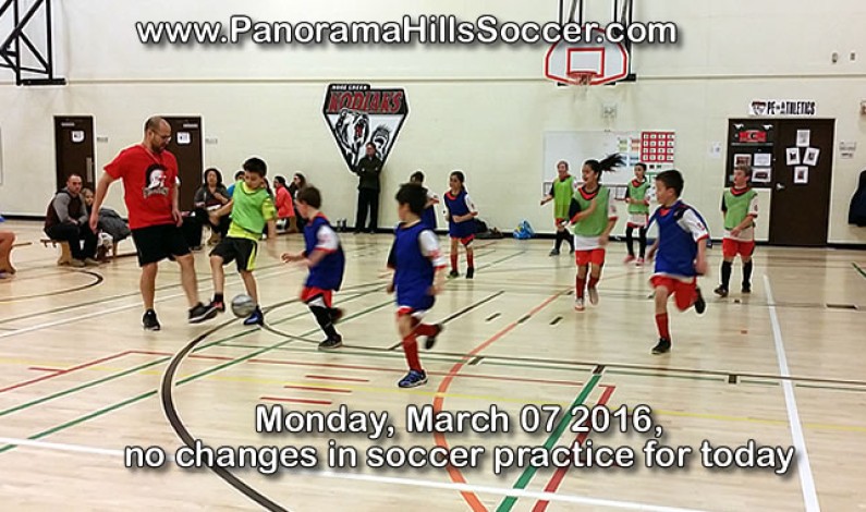 Soccer Practice, Monday,  March 07, 2016