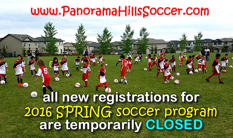 Registrations for SPRING soccer: temporarily CLOSED