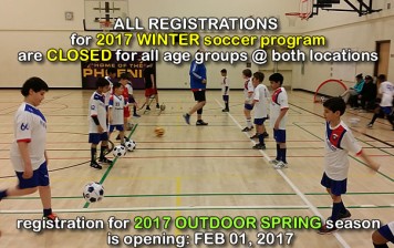 2017 WINTER soccer program, is officially CLOSED