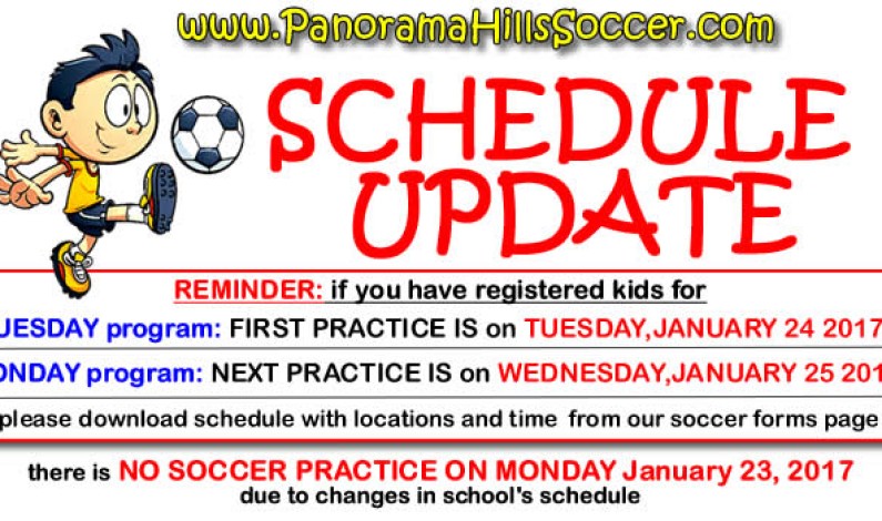 Panorama Hills Soccer schedule update: Winter 2017 Panorama Hills Soccer schedule update: Winter 2017