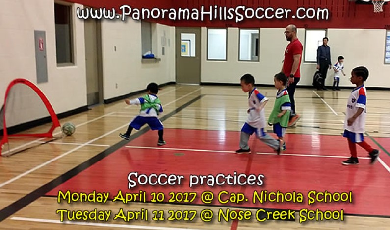 Soccer practices Monday April 10 & Tuesday April 11