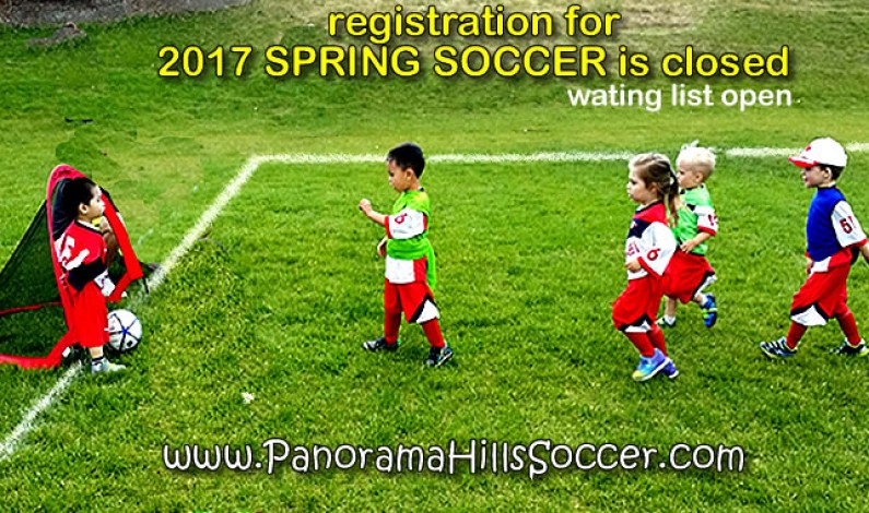 Registrations are closed for 2017 SPRING SOCCER program Registrations are closed for 2017 SPRING SOCCER program