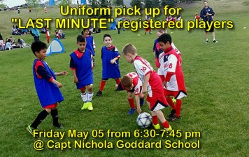 FRIDAY MAY 05 2017- “LAST MINUTE” registered players – UNIFORM PICK UP