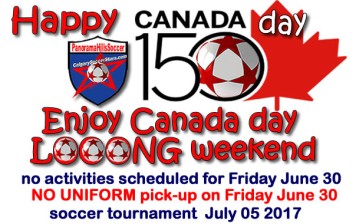 Enjoy  Canada Day – long weekend – Tournament moved to July 05