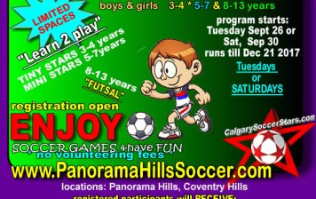 Registration open for 2017 FALL indoor soccer for kids in Panorama/Coventry Hills