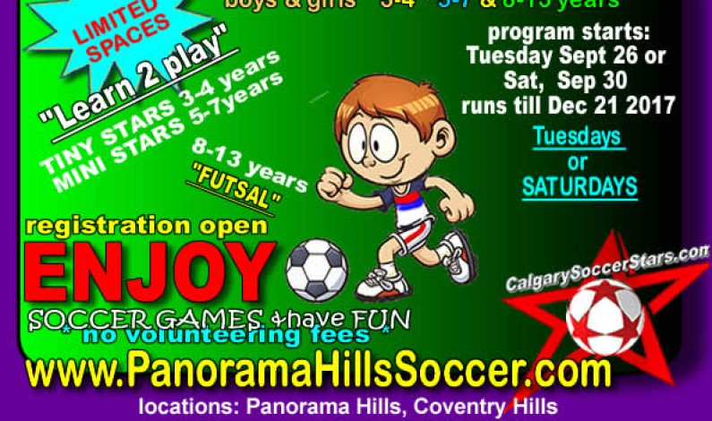 Registration open for 2017 FALL indoor soccer for kids in Panorama/Coventry Hills Registration open for 2017 FALL indoor soccer for kids in Panorama/Coventry Hills