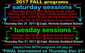 2017 FALL soccer program – remaining practices + program update