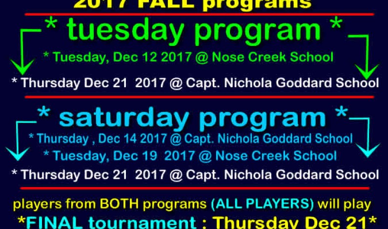 FINAL practices of 2017 FALL SOCCER PROGRAM FINAL practices of 2017 FALL SOCCER PROGRAM