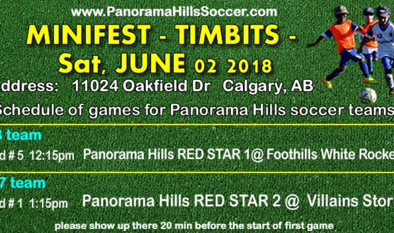 MINIFEST JUNE 02 Schedule of games MINIFEST JUNE 02 Schedule of games