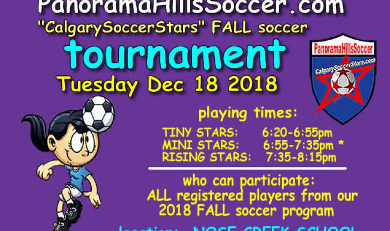 Panorama Hills * FALL soccer tournament Dec 18 2018 Panorama Hills * FALL soccer tournament Dec 18 2018
