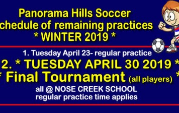 The schedule of remaining practices for WINTER program