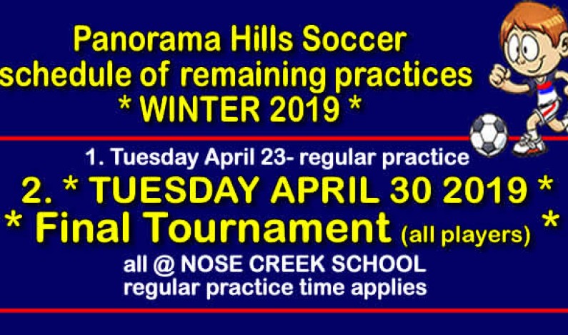 The schedule of remaining practices for WINTER program The schedule of remaining practices for WINTER program