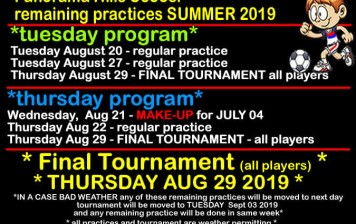 Panorama Hills 2019 SUMMER soccer – remaining practices