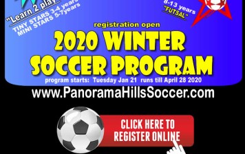 2020  WINTER season – soccer for kids – online registration is now open