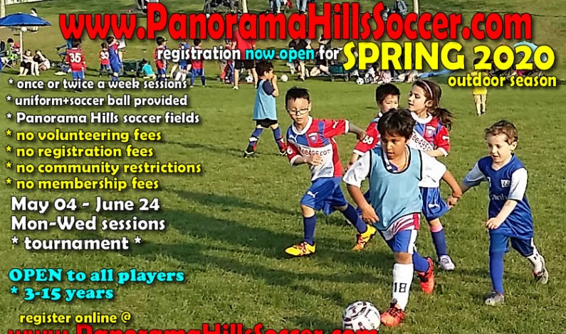 2020 Panorama Hills Spring soccer for kids – online registration open 2020 Panorama Hills Spring soccer for kids – online registration open