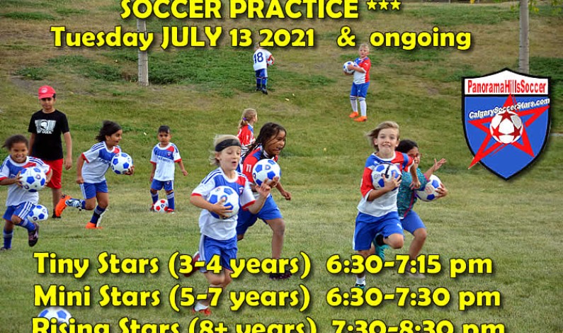 Soccer practice Tuesday, July 13 & ongoing Soccer practice Tuesday, July 13 & ongoing