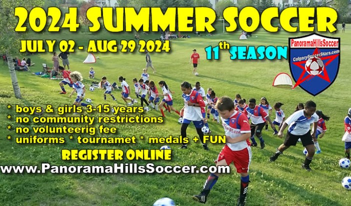 Registration OPEN for 2024 SUMMER SOCCER  for kids/parents in Panorama Hills