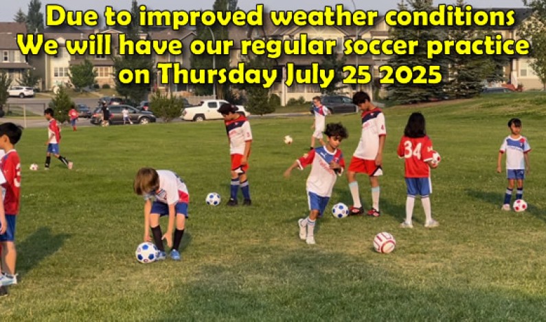 Panorama Hills Soccer / Calgary Soccer Stars – regular soccer practice Thursday July 25 Panorama Hills Soccer / Calgary Soccer Stars – regular soccer practice Thursday July 25